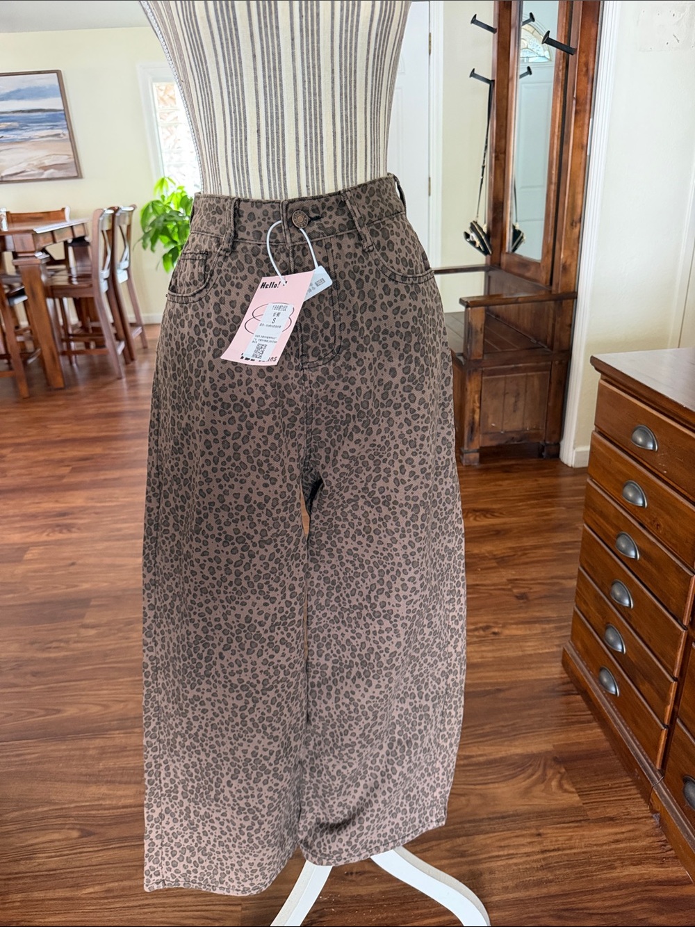 Bella Canvas Taupe Leopard Wide-Leg Kids Pants